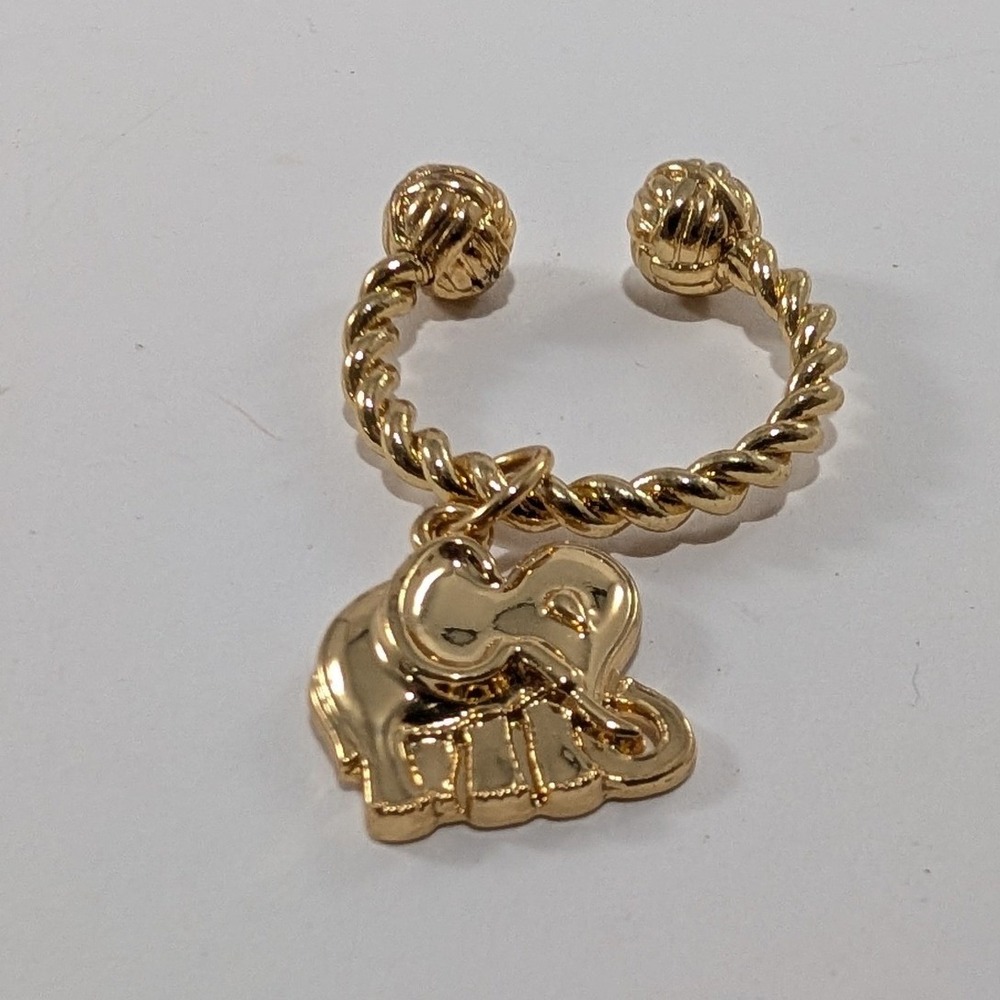 Lilly Pulitzer‎ Gold Elephant Charm Twisted Rope Keychain Key Ring Accessory